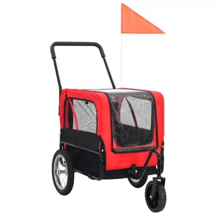 vidaXL VidaXL Przyczepka dla zwierząt do roweru i biegania czerwono-czarna 91762 - Sprzęt podróżny i transportery dla psów - miniaturka - grafika 1