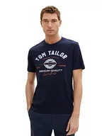 Koszulki męskie - T-shirt męski TOM TAILOR z nadrukiem logo wykonany z bawełny, 10668-niebieski kapitan nieba, L - miniaturka - grafika 1