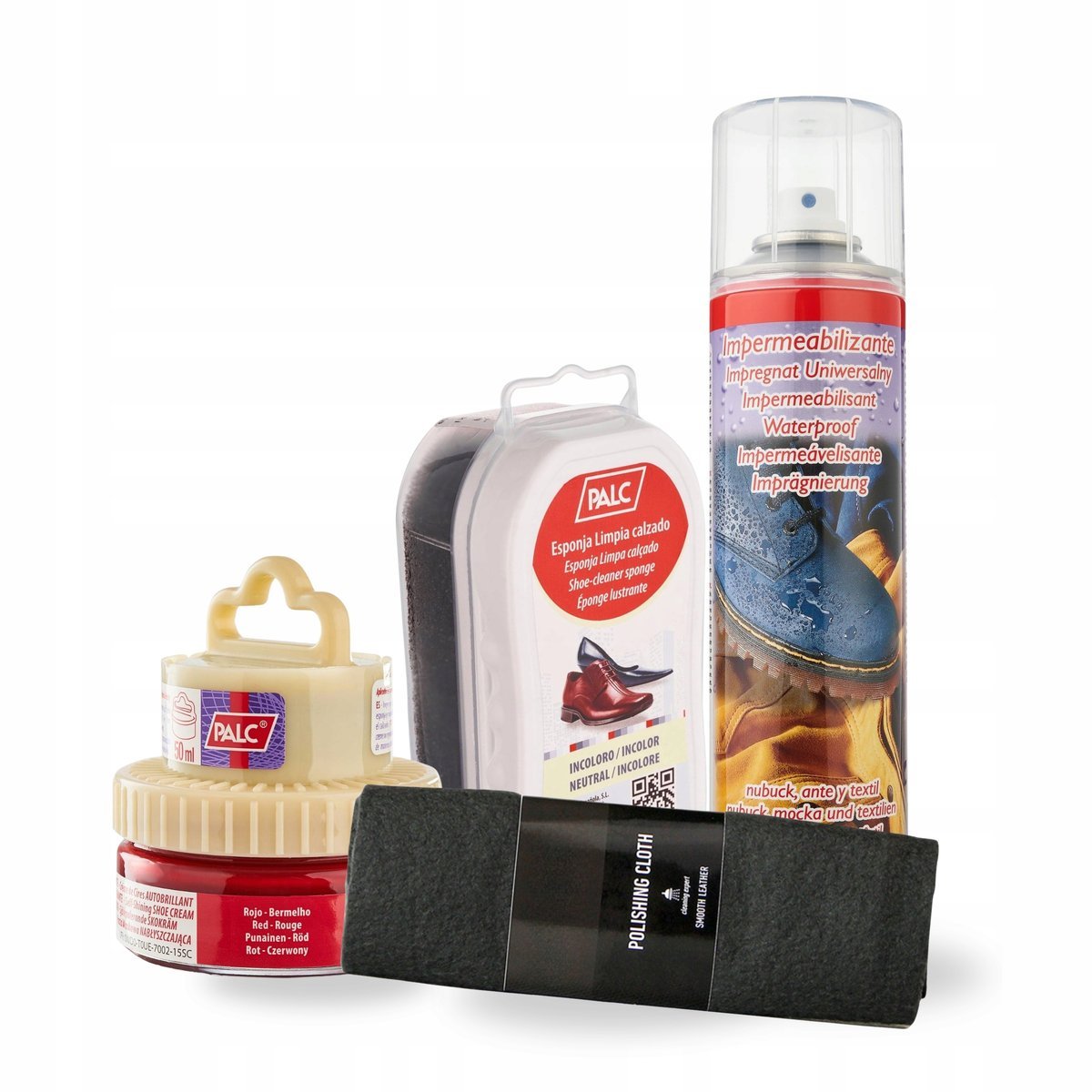 Pasta do Butów Czerwona Impregnat Czyścik i Szmatka Palc Zestaw 4w1