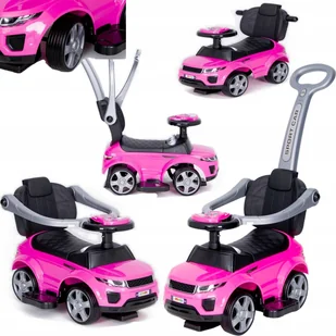 Coil Coil jeździk pchacz chodzi 3w1 autko dla dzieci duży samochód auto klakson muzyka różowo-czarny - Jeździki dla dzieci - miniaturka - grafika 1