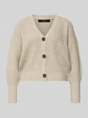 Swetry damskie - Kurtka z dzianiny o kroju relaxed fit z dekoltem w serek model ‘LEA’ - miniaturka - grafika 1