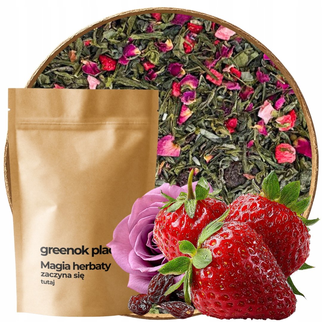 Herbata zielona Truskawki W Szampanie 1000g truskawka róża lawenda