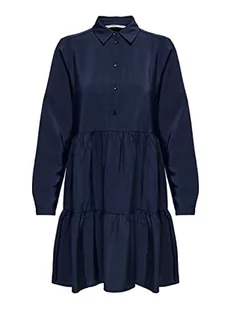 ONLY Damska sukienka Onlsandy Life L/S Shirt Dress Noos Ptm, niebieski (Evening Blue), L - Sukienki - miniaturka - grafika 1