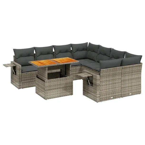 Zestaw mebli ogrodowych modułowych szary rattan PE 62 x 62 x 69 cm