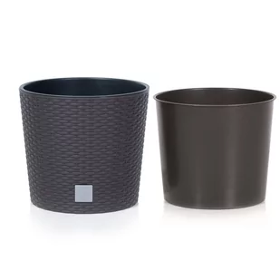 Prosperplast Doniczka z wkładem Rato Round DRTUS250L umbra AP_218953 - Donice - miniaturka - grafika 1