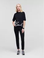 Koszulki i topy damskie - KARL LAGERFELD T-Shirt Signature Hem 226W1703 Czarny Relaxed Fit - miniaturka - grafika 1
