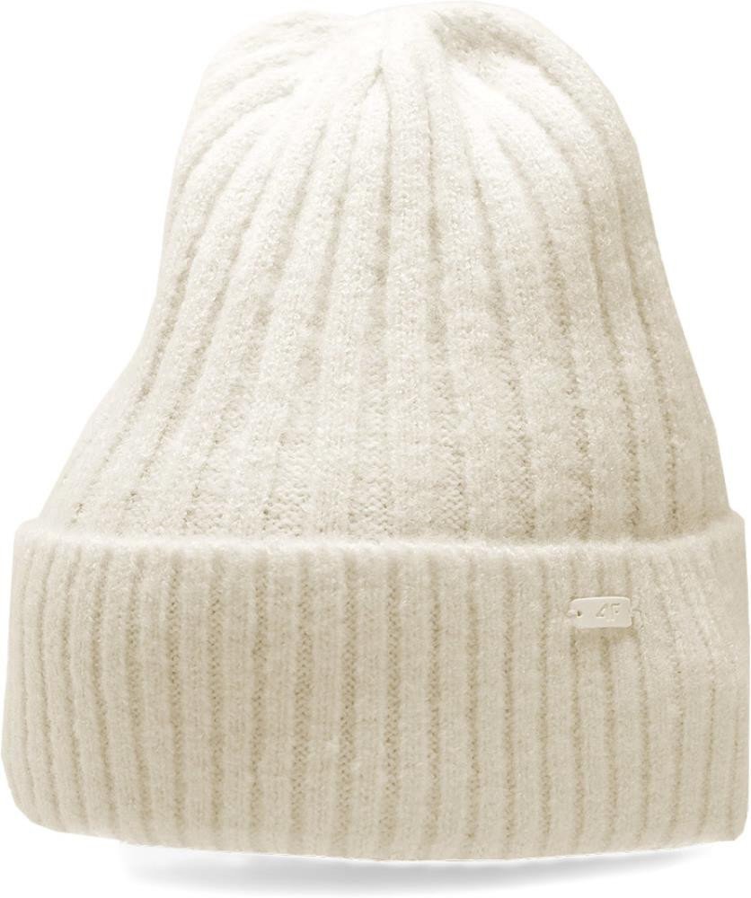 Czapka damska zimowa 4FAW23ACAPF299 - kremowa S
