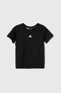 Koszulki dla dziewczynek - adidas t-shirt dziecięcy kolor czarny - grafika 1