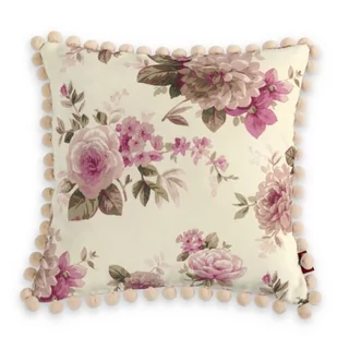 Dekoria Poszewka Wera na poduszkę różowo-beżowe róże na kremowym tle 45 × 45 cm Mirella 150-141-07 - Poszewki na poduszki - miniaturka - grafika 1