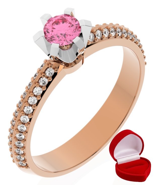 ZŁOTY PIERŚCIONEK ZARĘCZYNOWY 585 14k SZAFIR 0,19 ct RÓŻOWE ZŁOTO R23