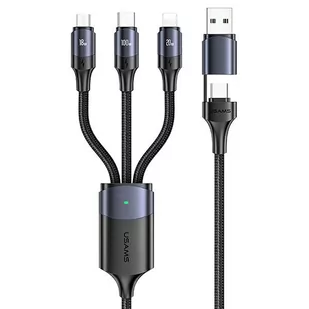Usams Ład. siec. Mt 2xUSB-C+USB GaN 65W Pd + kabel - Ładowarki do telefonów - miniaturka - grafika 2