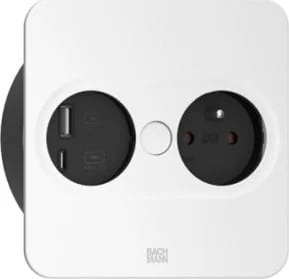 Bachmann TWIST 2 1xUTE 1xUSB A/C 22W 2,0m AEH RAL9010 30GE hoekig - Gniazdka elektryczne - miniaturka - grafika 1