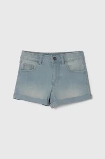 Spodnie i spodenki dla dziewczynek - United Colors of Benetton szorty jeansowe dziecięce kolor niebieski gładkie regulowana talia - grafika 1