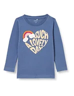 Koszulki i topy damskie - NAME IT Dziewczęca koszulka z długim rękawem Nmfthilda Ls Top Box, Bijou Blue, 104 cm - miniaturka - grafika 1