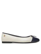 Baleriny - Tommy Hilfiger Baleriny Toe Cap Leather Ballerina FW0FW08759 Beżowy - miniaturka - grafika 1