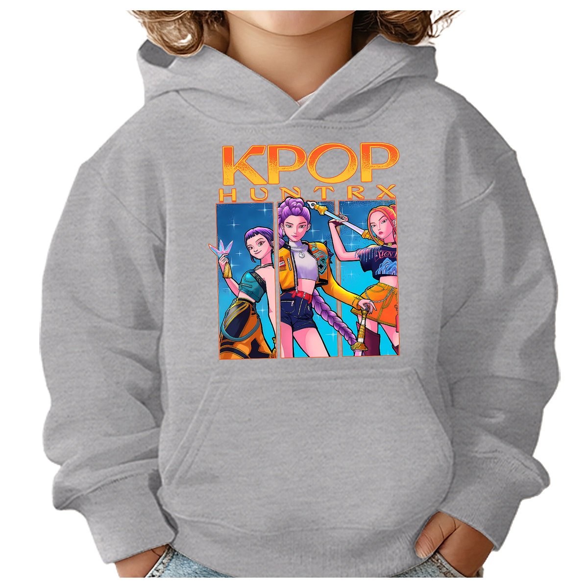 BLUZA DZIECIĘCA K-POPOWE ŁOWCZYNIE DEMONÓW HUNTRIX 146-152 Z KAPTUREM