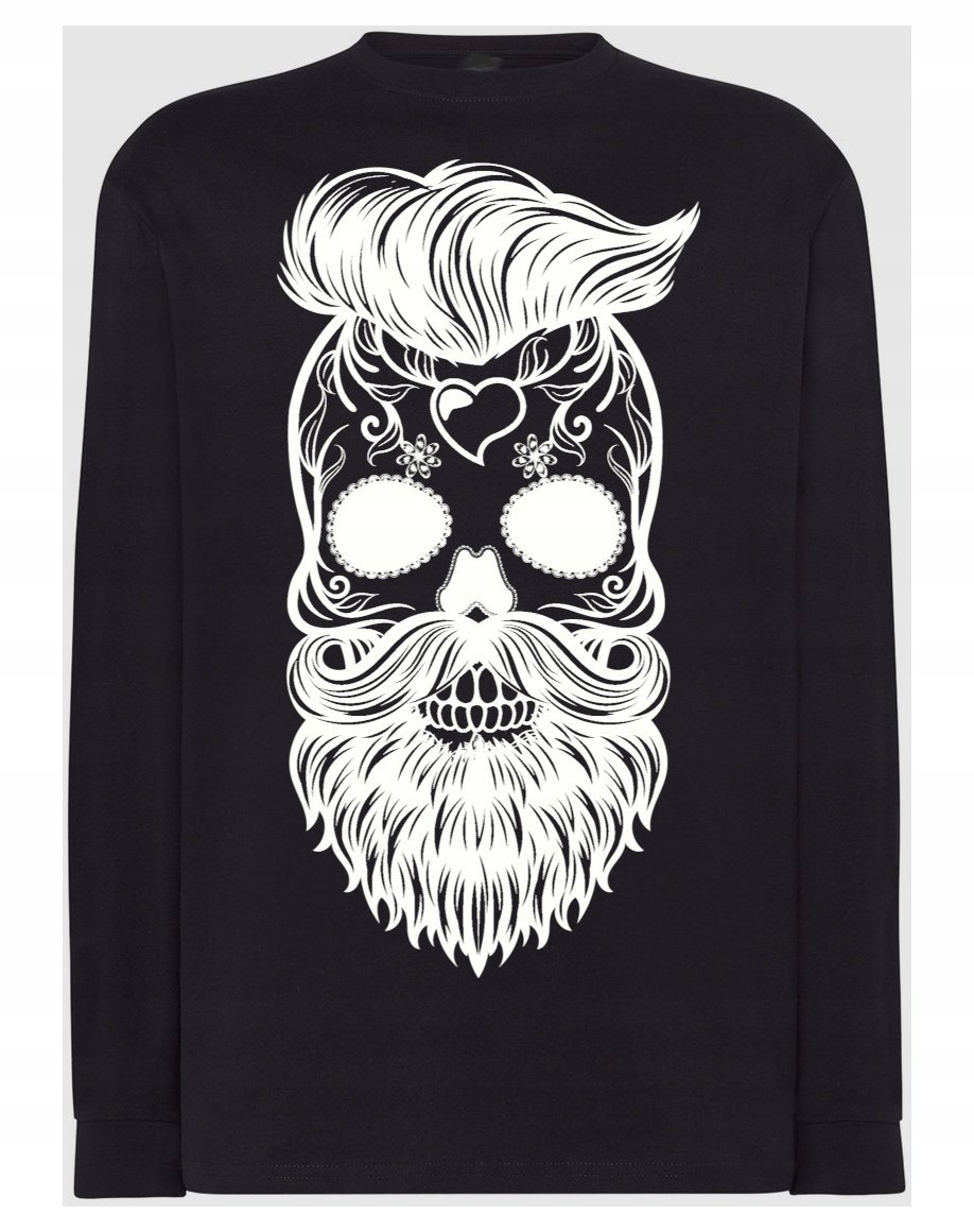 Longsleeve męski nadruk Czaszka Broda r.3XL