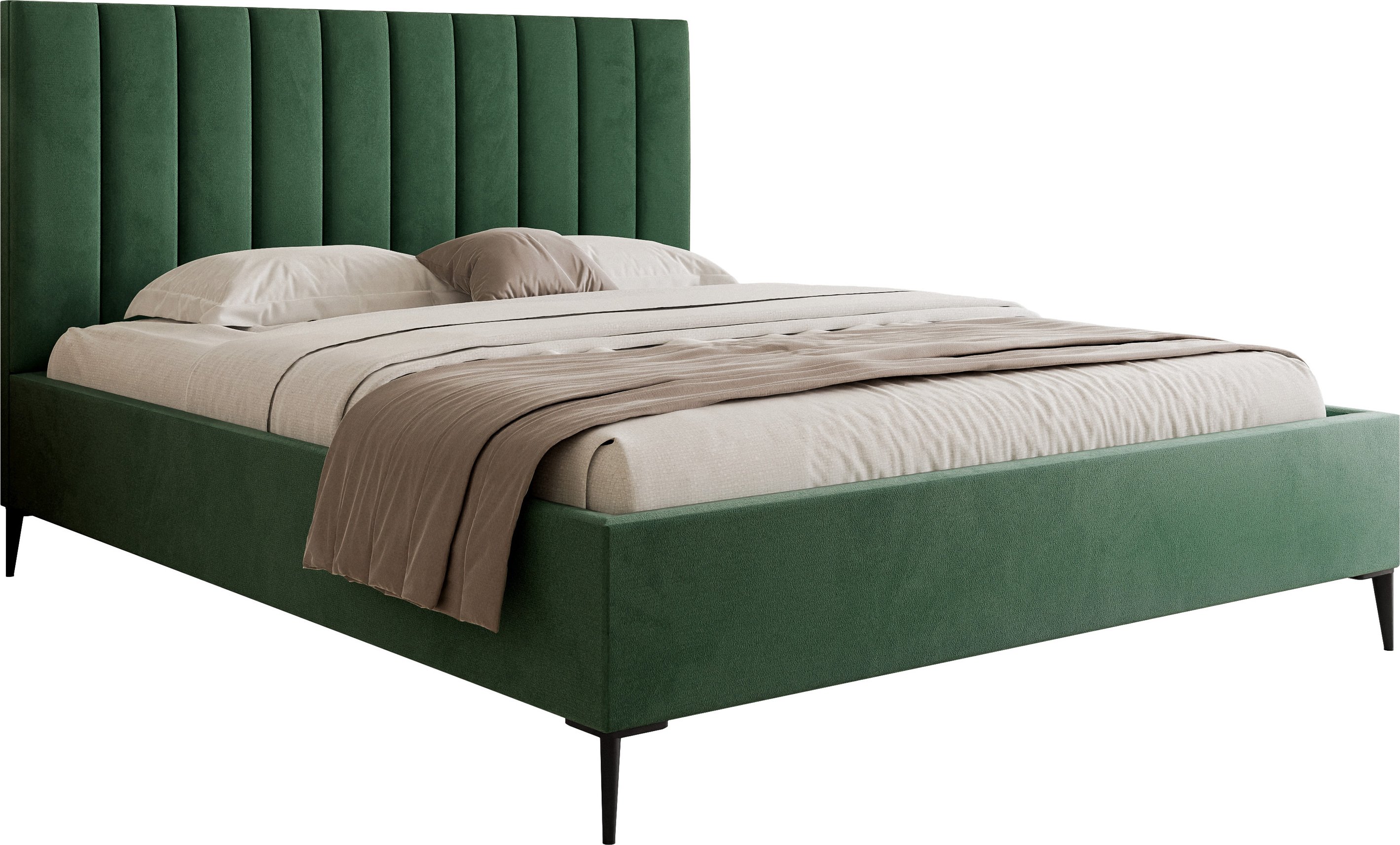 DomoHome Łóżko na sprężynach skrzyniowych Łóżko do sypialni Idealne do Twojej sypialni Luksusowe łóżko tapicerowane, rozmiar: 200x200x40cm, model: MonaSLIM III, kolor: zielony