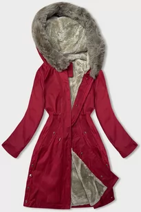 DAMSKA PARKA Z FUTERKIEM CZERWONA (5M3180-270) - J STYLE - Kurtki damskie - miniaturka - grafika 1