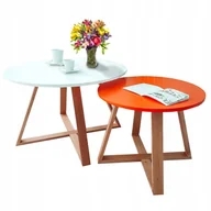 Ławy i stoliki kawowe - Zestaw 2 Stolików Kawowych Dąb Lakierowany Nowoczesne Stoliki Do Salonu - miniaturka - grafika 1