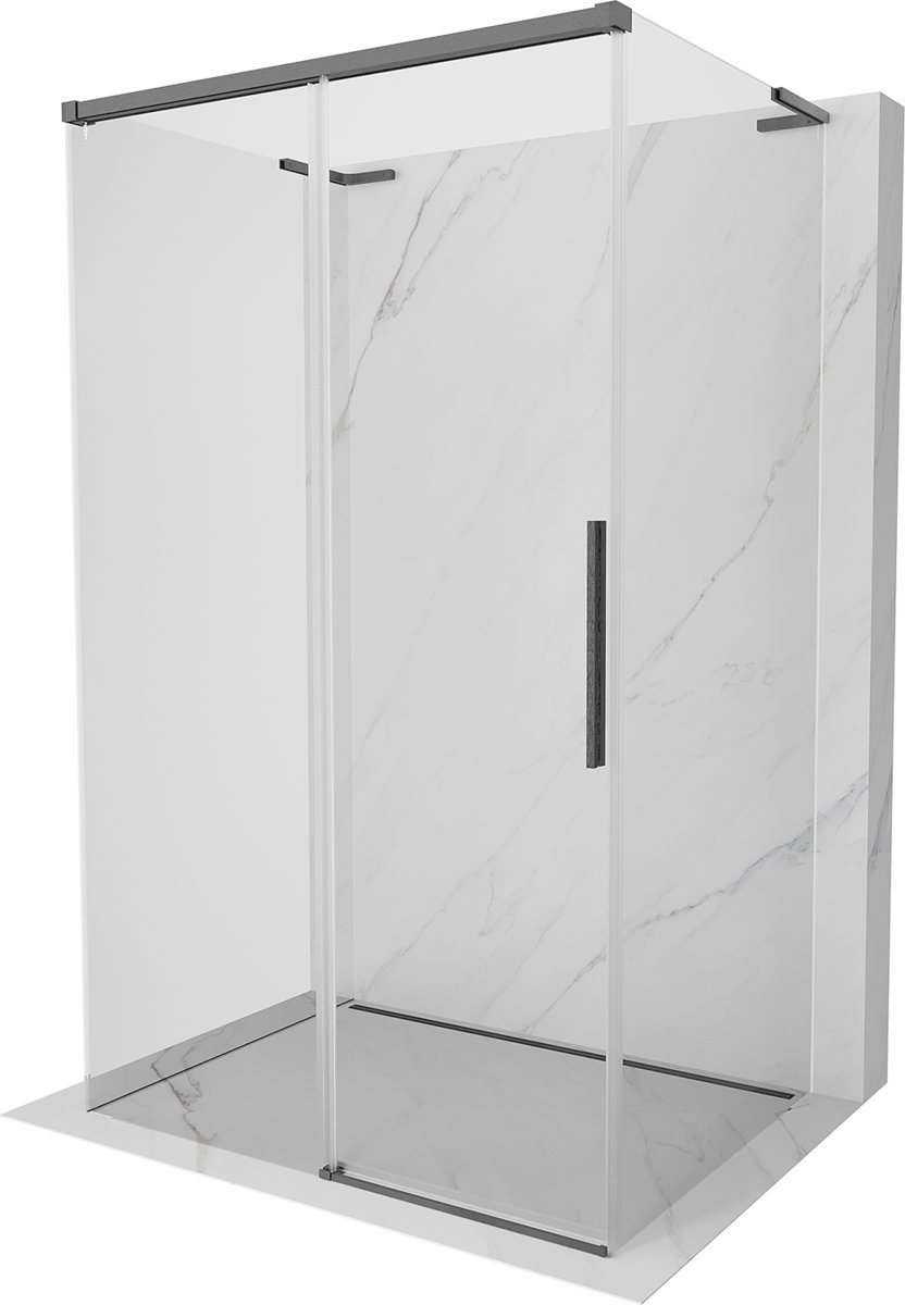 Mexen Rox-3S L kabina prysznicowa 3-ścienna rozsuwana 125 x 90 cm, transparent, gun gray szczotkowany - 8C2L-125-090-66-00-3S