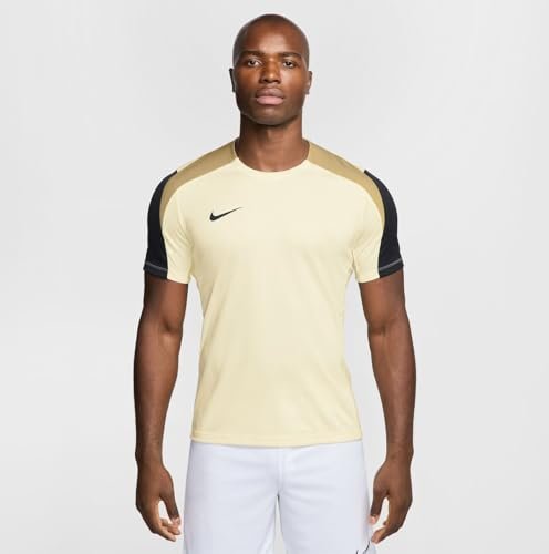 Nike Męski T-shirt Dri-Fit Strike SS, Pale Ivory/Black/Jersey Gold/Black, S
