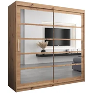 Szafy - Szafa przesuwna garderoba z lustrem i półkami do przedpokoju Roma 2 200 artisan sonoma czarna biała - miniaturka - grafika 1