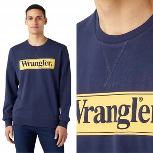 Wrangler SEASONAL CREW Navy GRANATOWA BLUZA Z LOGO REGULAR FIT 4XL - Bluzy męskie - miniaturka - grafika 1