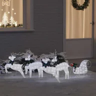 Ozdoby bożonarodzeniowe - vidaXL LED Renifery 5 pcs Srebrny tkanina - miniaturka - grafika 1