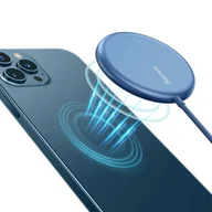 Ładowarki do telefonów - Baseus mini magnetyczna bezprzewodowa indukcyjna ładowarka Qi 15 W (kompatybilna z MagSafe do iPhone) niebieski (WXJK-H03) - miniaturka - grafika 1