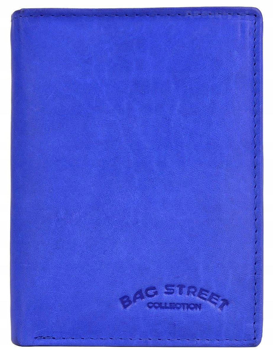 NIEBIESKI Portfel Męski SKÓRZANY Pionowy Młodzieżowy SKÓRA Bag Street NEON