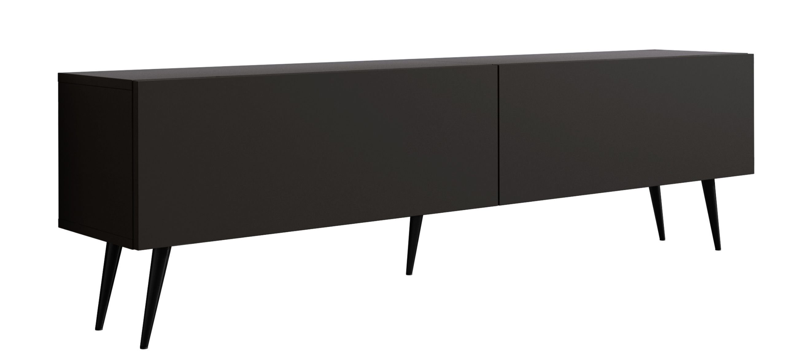 Szafka pod TV czarna matowa, czarne nogi, A: szer: 170 cm, wys: 52 cm, gł: 32 cm