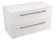 Szafki łazienkowe - Szafka Wisząca Z Blatem ATH 80 cm - Biały Mat - Uchwyty Stal Szczotkowana - miniaturka - grafika 1