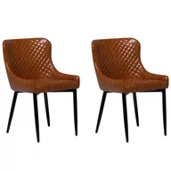 Krzesła - Beliani Zestaw do jadalni 2 krzesła Old Style brąz skóra ekologiczna SOLANO - miniaturka - grafika 1