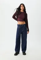 Koszulki i topy damskie - Stradivarius Camiseta poliamida manga larga Wiśniowy XS - miniaturka - grafika 1