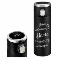 Kubki termiczne - Kubek termiczny termos czarny z wyświetlaczem LED i grawerem dla babci - miniaturka - grafika 1