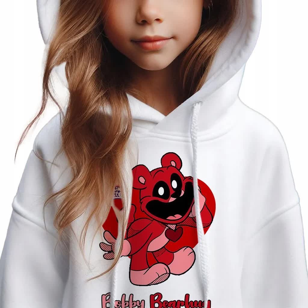 Bluza Dziecięca Biała Kaptur Na Prezent Smiling Critters Bearhug Wzory 152
