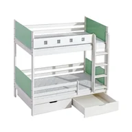 Łóżka dla dzieci i młodzieży - Łóżko Piętrowe z Szufladami Hubert Dolmar Sosna Barwiona na Biel, Błękit R80G - miniaturka - grafika 1