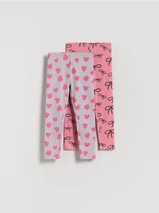 Reserved - Bawełniane legginsy 2 pack - wielobarwny - Spodnie i spodenki dla dziewczynek - miniaturka - grafika 1
