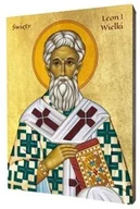 Ikony i obrazy sakralne - Ikona złocona Świętego Leona I Wielkiego - miniaturka - grafika 1