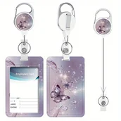 Inne - TEMU Wystrój Pokoju 1 Szt. Fantastyczny Uchwyt Na Badż ID Z Motywem Motyla Z Klipsem Na Kartę - Trwała Plastyczna, Łatwa Wyciąganie Zamek, Dokument - miniaturka - grafika 1