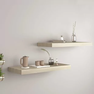 vidaXL vidaXL Półki ścienne, 2 szt., kolor dębowy, 60x23,5x3,8 cm, MDF - Półki do salonu - miniaturka - grafika 1