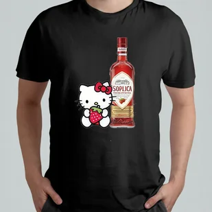 KOSZULKA Z NADRUKIEM MĘSKA T-SHIRT HELLO KITTY TRUSKAWKA MALINA r. L #9 - Koszulki męskie - miniaturka - grafika 1