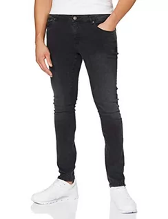 Spodenki męskie - Urban Classics Męskie spodnie jeansowe o kroju slim fit, Real Black Washed, 40W x 32L - grafika 1