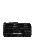 Portfele - Calvin Klein Duży Portfel Damski Ruched Long L-Zip LV04K1085G Czarny - miniaturka - grafika 1