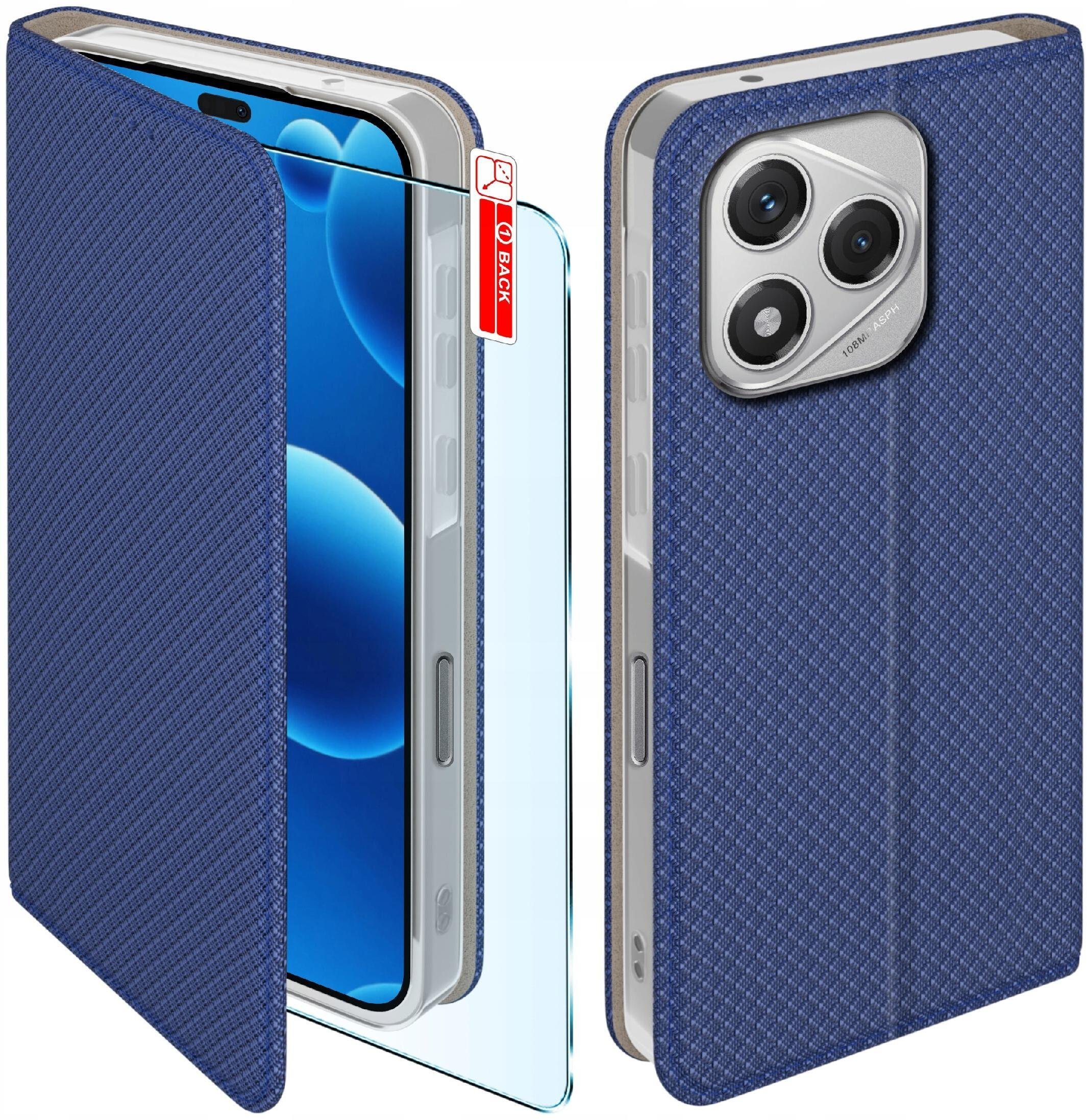 Etui z klapką do Honor 400 Lite Zamykane Granatowe Futerał + Szkło 9H