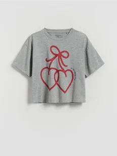 Reserved - Luźny t-shirt z nadrukiem - jasnoszary - Koszulki dla dziewczynek - miniaturka - grafika 1
