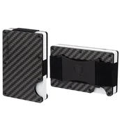 Etui na dokumenty i karty - Aluminiowe etui z gumką na karty zbliżeniowe RFID (Czarny, Karbon) - miniaturka - grafika 1