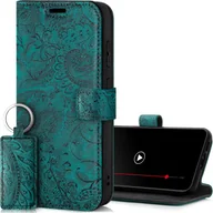 Etui i futerały do telefonów - SURAZO etui na telefon komórkowy Samsung Galaxy S24 FE - skórzany pokrowiec z klapką - skórzany pokrowiec ochronny RFID - skórzany pokrowiec z kwiatowym wzorem - turkusowy - miniaturka - grafika 1