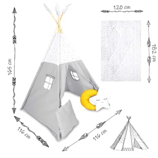 Namiot tipi dla dzieci NK-406 Nukido - jasno szary - Namioty i tipi dla dzieci - miniaturka - grafika 11